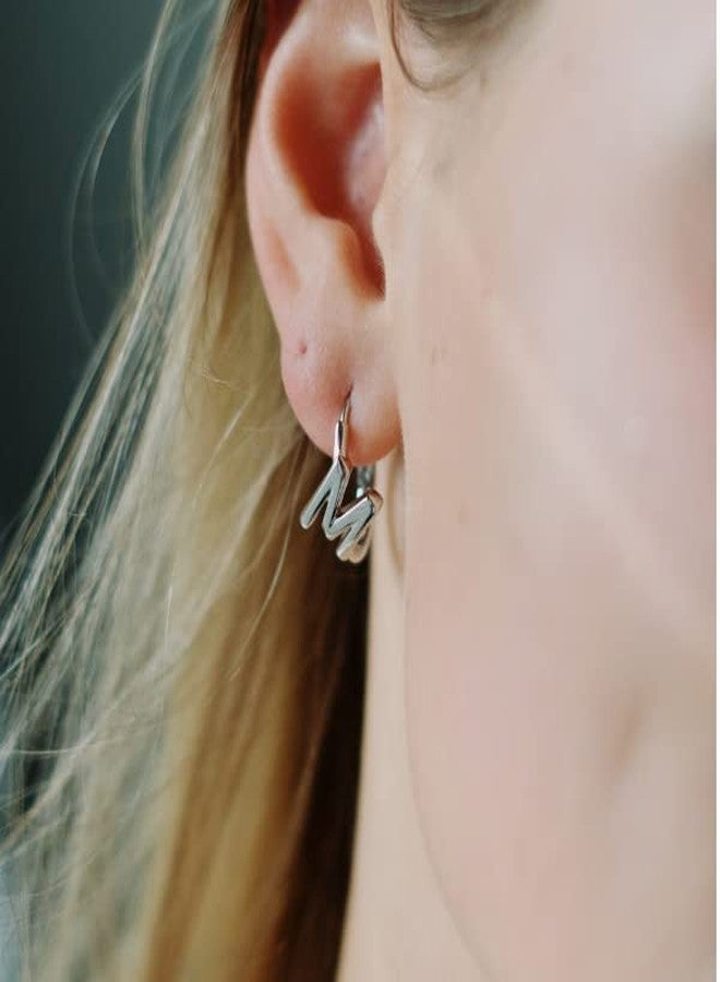 SANNYRA Initial T Hoop Earrings for Women, 26 Letter Studs Earring, Sliver Plated Hypoallergenic Trendy Jewelry - Image 2